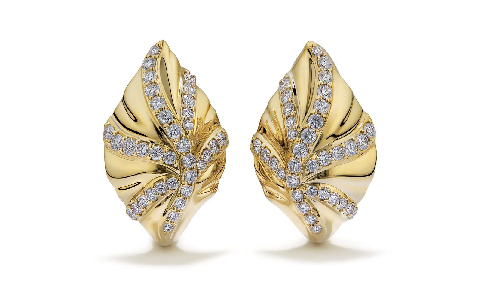 D Flawless Diamanten Ohrringe, eingefasst in 18 Karat Gelbgold