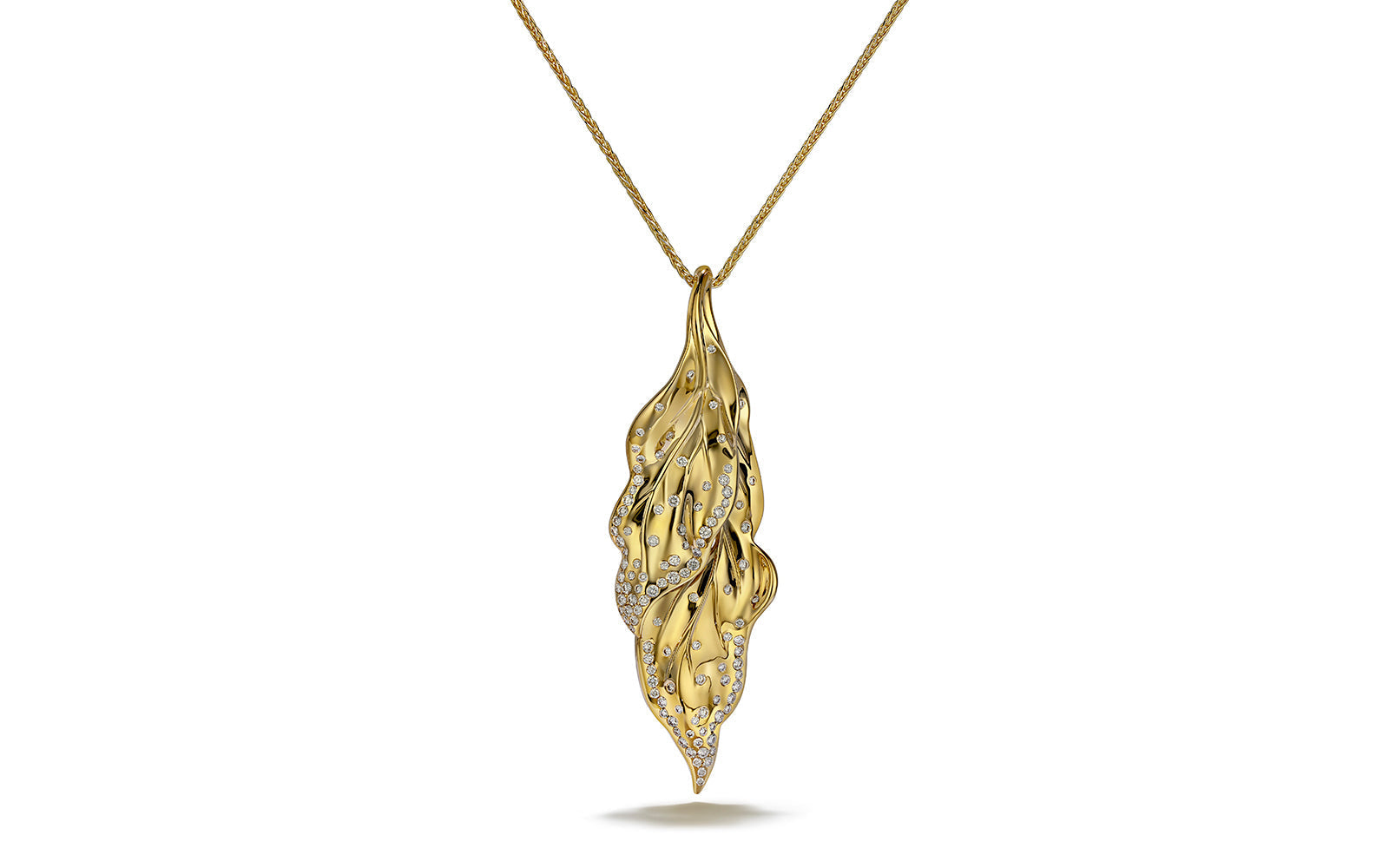 D Flawless Diamanten Halskette, eingefasst in 18 Karat Gelbgold