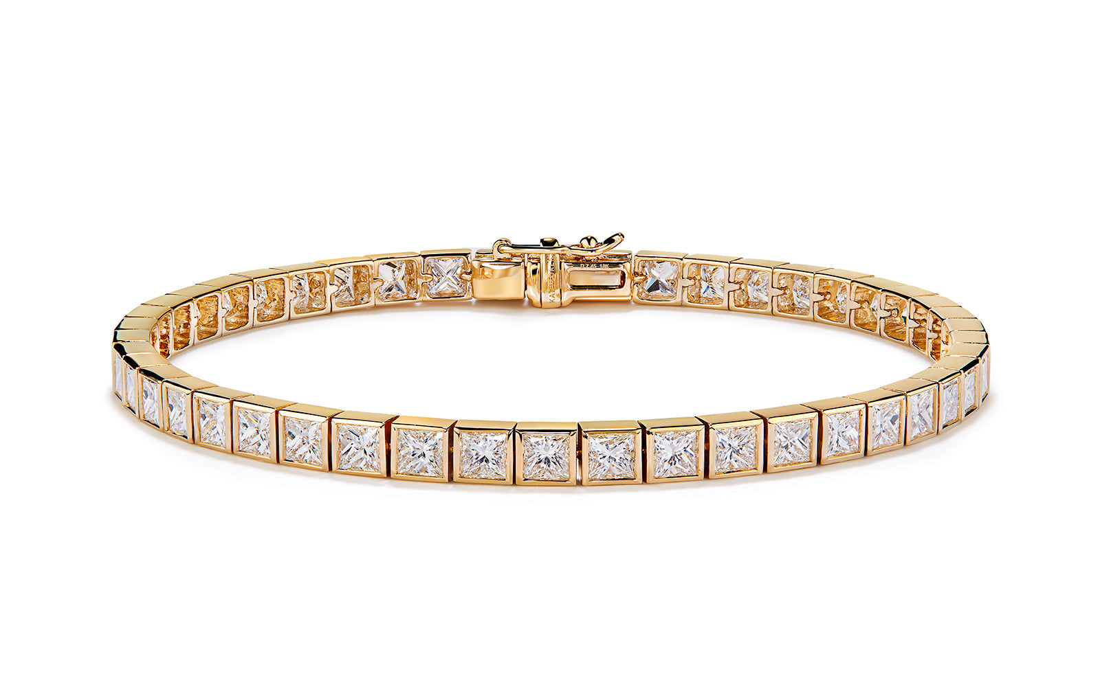 7.45ct D Flawless Diamanten Armband eingefasst in 18 Karat Gelbgold