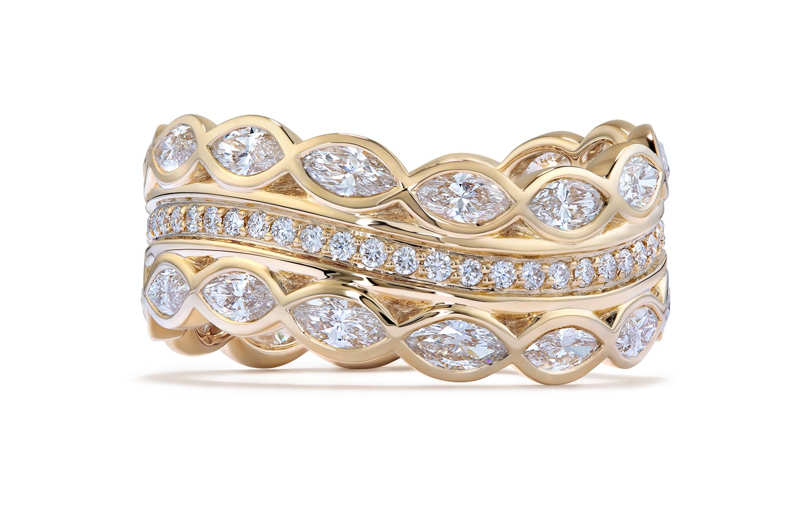 D Flawless Diamanten Ring, eingefasst in 18 Karat Gelbgold
