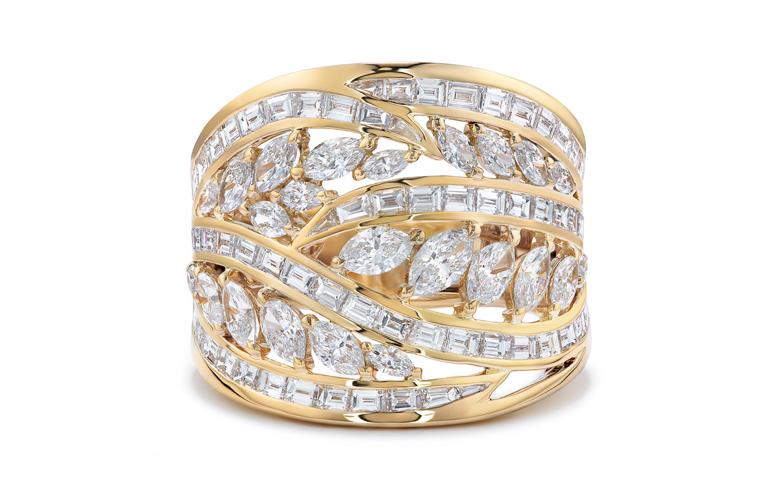 3.86ct Twisted Vines D Flawless Diamanten Ring eingefasst in 18 Karat Gelbgold
