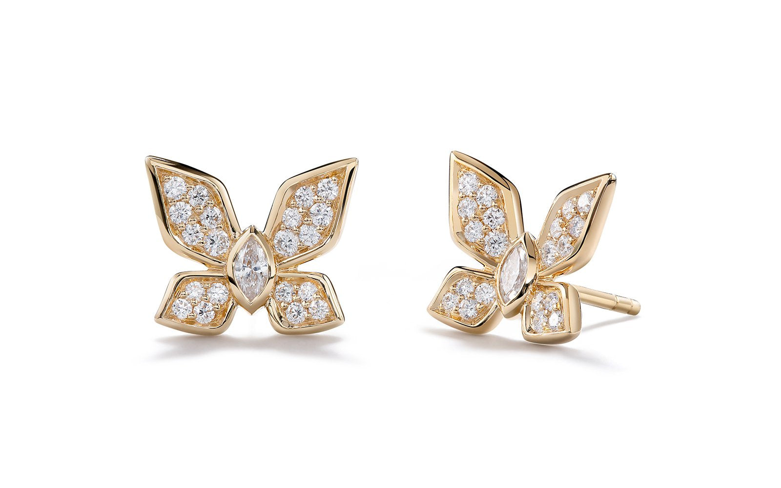 D Flawless Diamanten Ohrringe, eingefasst in 18 Karat Gelbgold