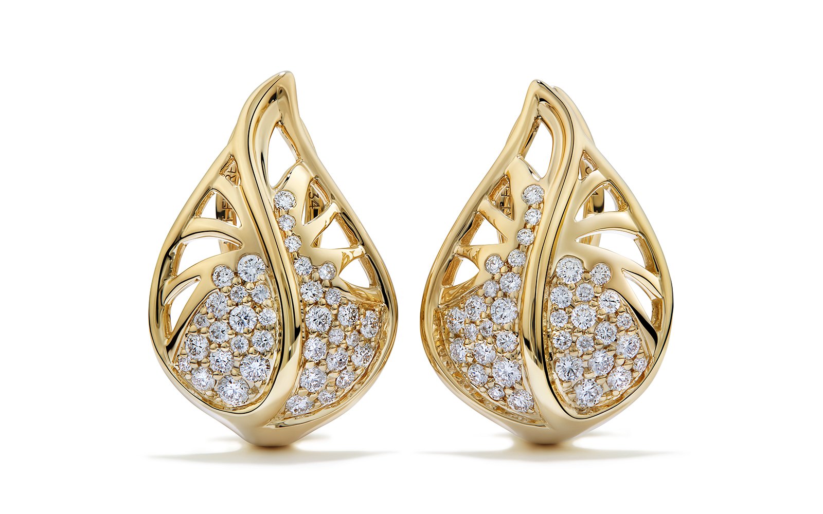 0.68ct D Flawless Diamanten Ohrringe, eingefasst in 18 Karat Gelbgold