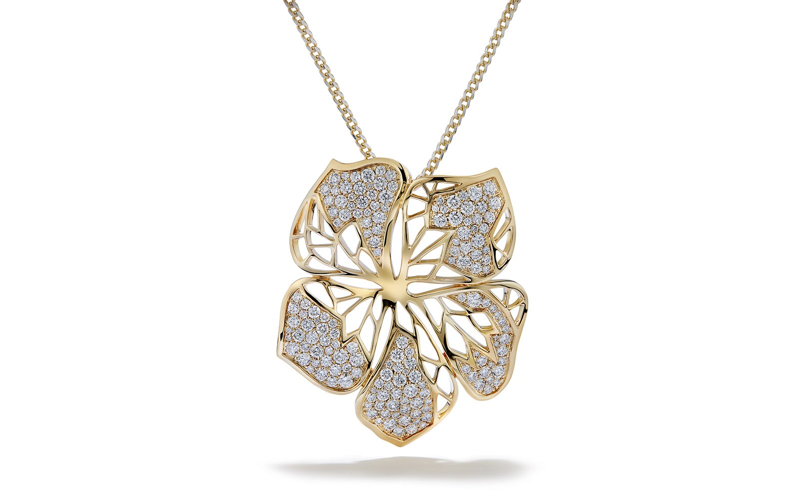 3.23ct D Flawless Diamanten Halskette, eingefasst in 18 Karat Gelbgold